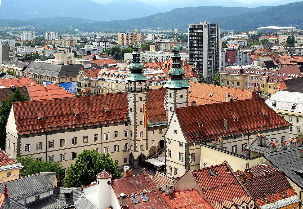 The Landhaus and rooftops of Klagenfurt old town